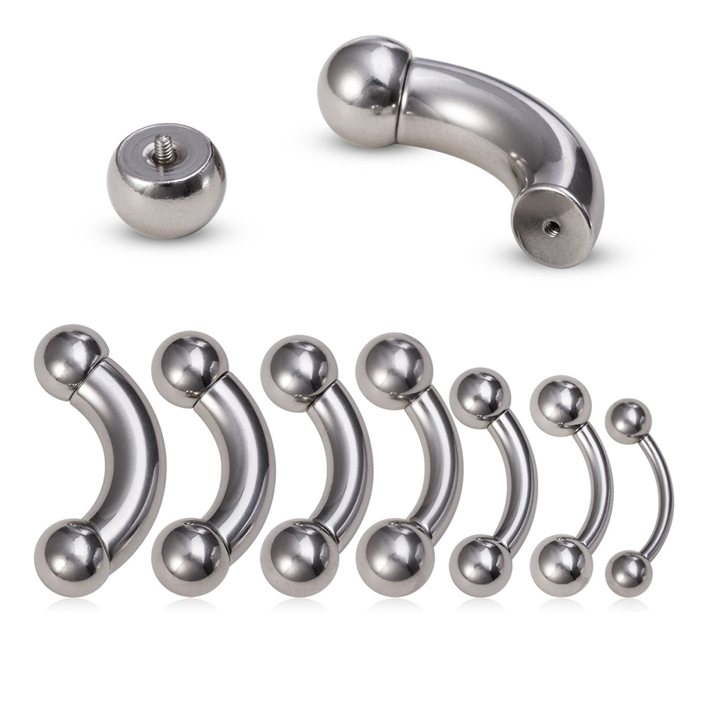 1pc Big Size Surgical Steel Ey - Eyebrow Curved Barbell 评论和价格