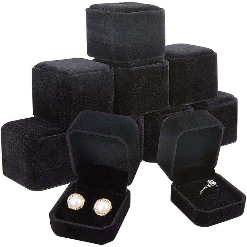 10 Pack Velvet Ring Box Earrin - Body Jewelry Display 评论和价格