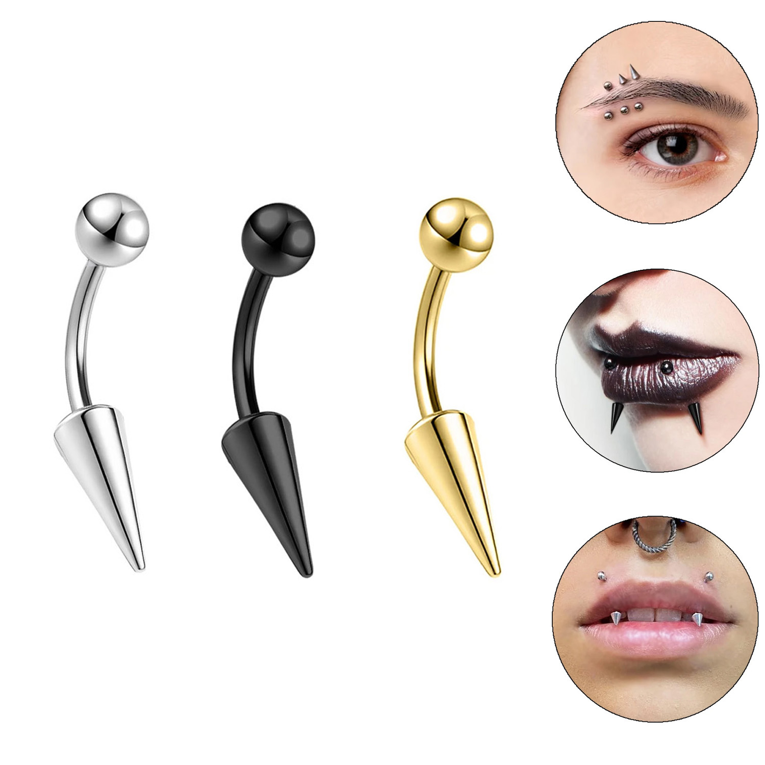 1PC 16G Long Spike Bridge Stai - Eyebrow Curved Barbell 评论和价格