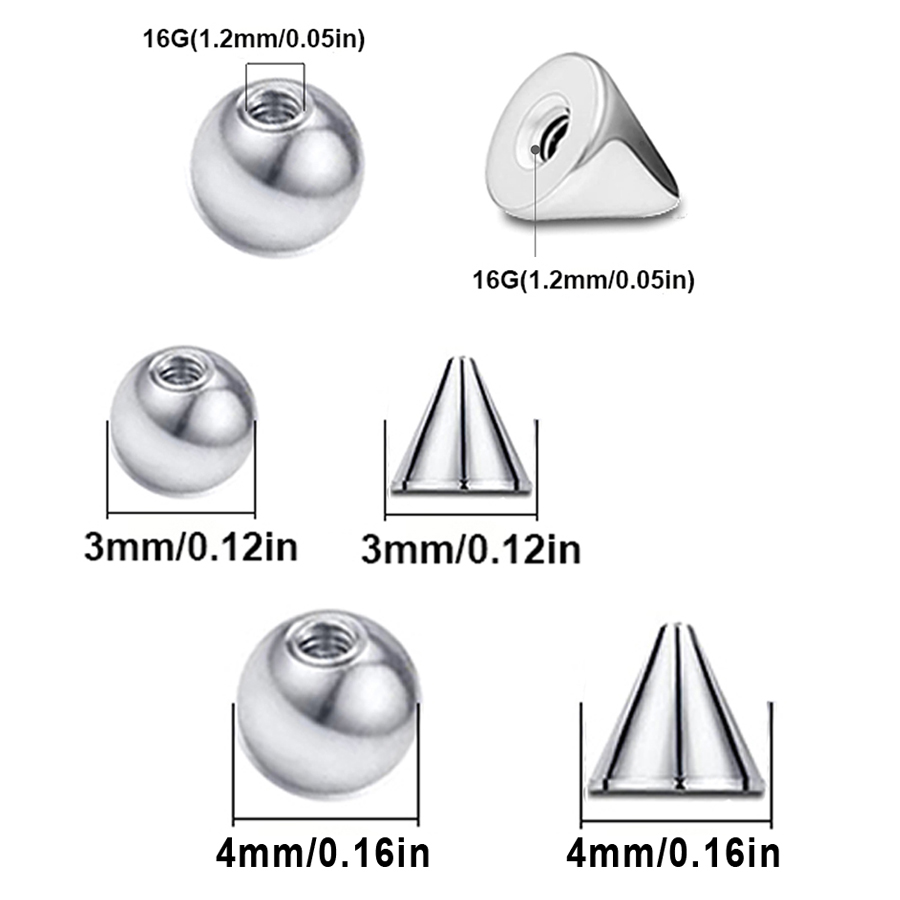 100pcs 16G 3mm 4mm Replacement - Body Jewelry Replacement Ball 评论和价格