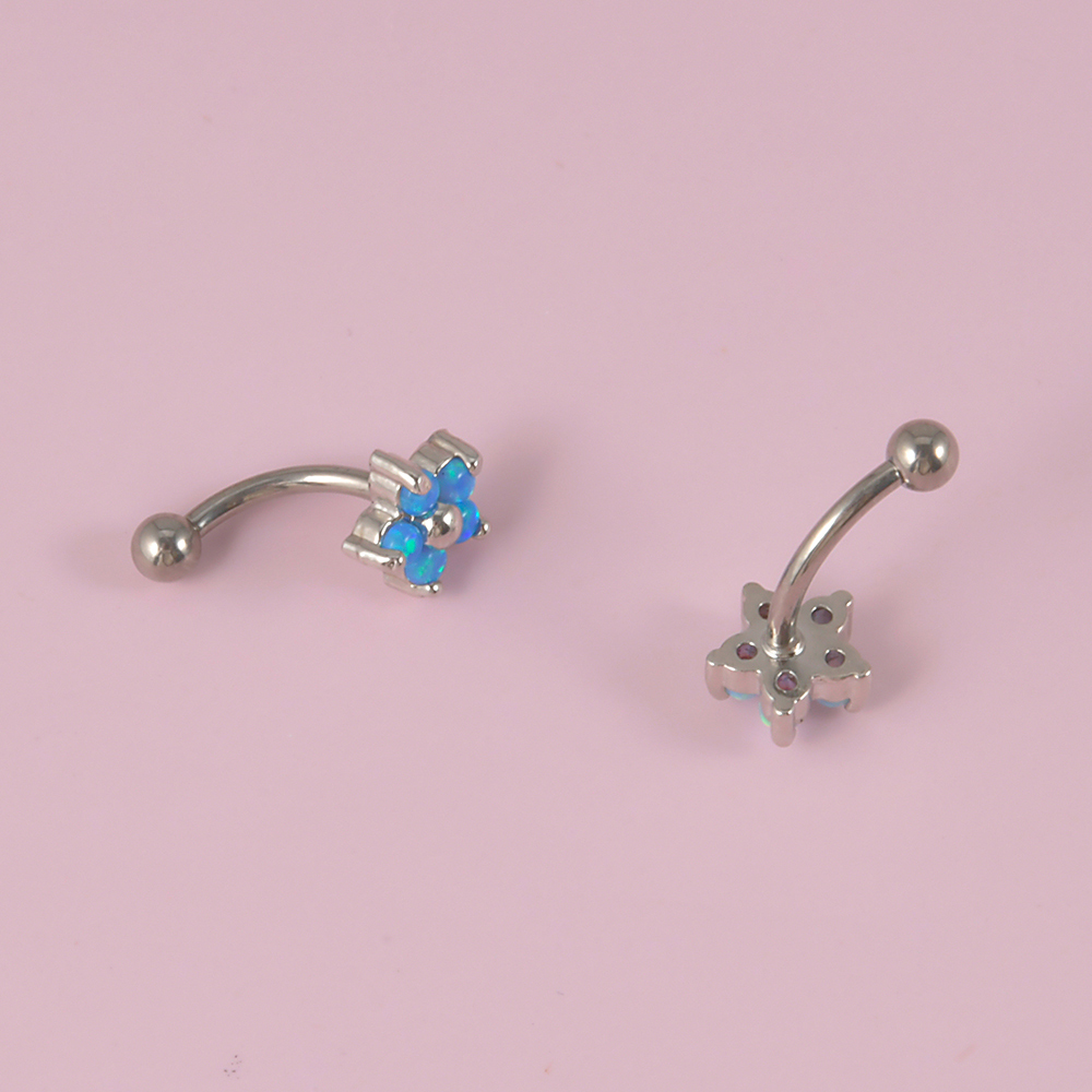 1PC G23 TItanium 16G Crystal F - Eyebrow Curved Barbell 评论和价格