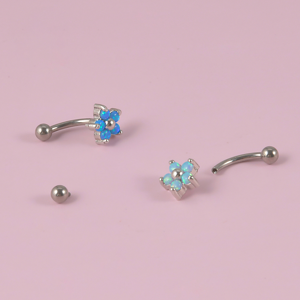 1PC G23 TItanium 16G Crystal F - Eyebrow Curved Barbell 评论和价格