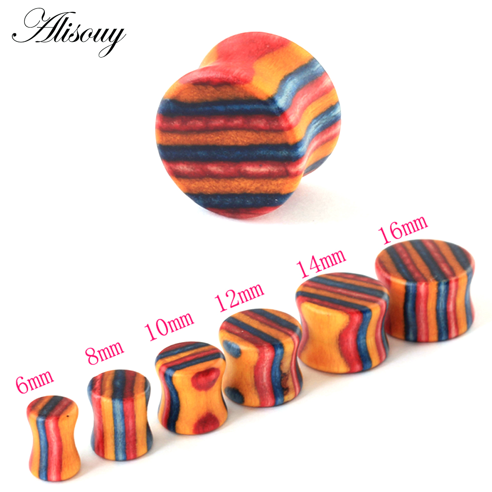 1PC Fashion Ear Plugs Wood Fle - Body Jewelry Ear Gauges 评论和价格