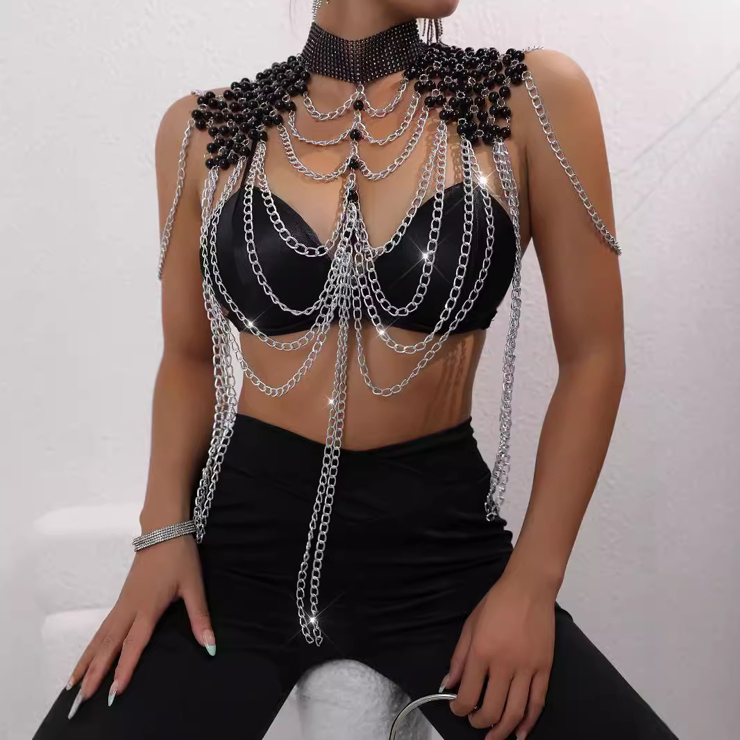 Women Bikini Pearl Vest Chest  - Body Jewelry Vest 评论和价格