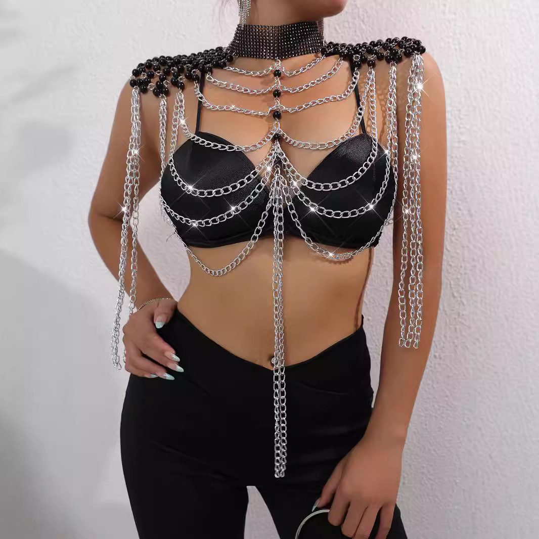 Women Bikini Pearl Vest Chest  - Body Jewelry Vest 评论和价格