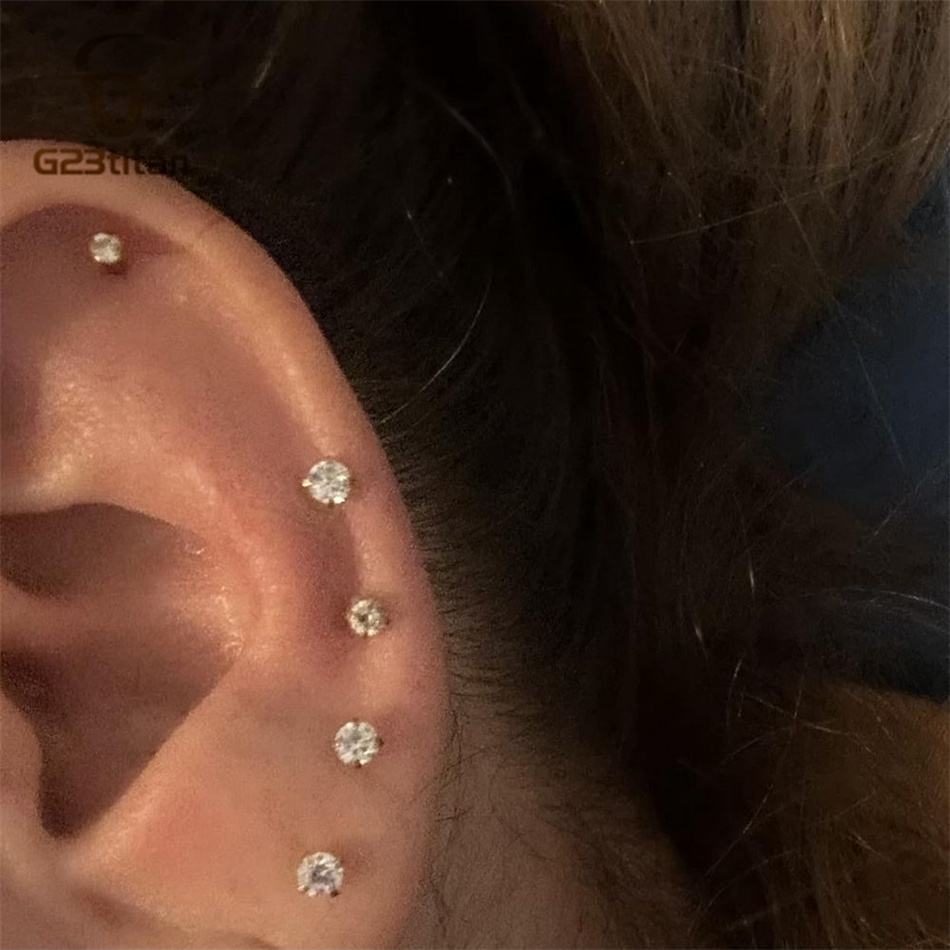 2pc G23 Titanium Push In Earri - Body Jewelry Labret 评论和价格