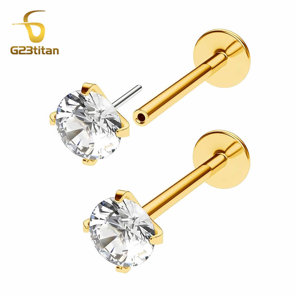 2pc G23 Titanium Push In Earri - Body Jewelry Labret 评论和价格