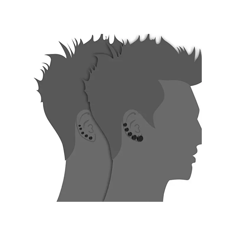 2 Pcs/1 SetBlack Stainless Ste - Body Jewelry Ear Gauges 评论和价格