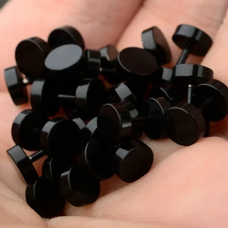 2 Pcs/1 SetBlack Stainless Ste - Body Jewelry Ear Gauges 评论和价格