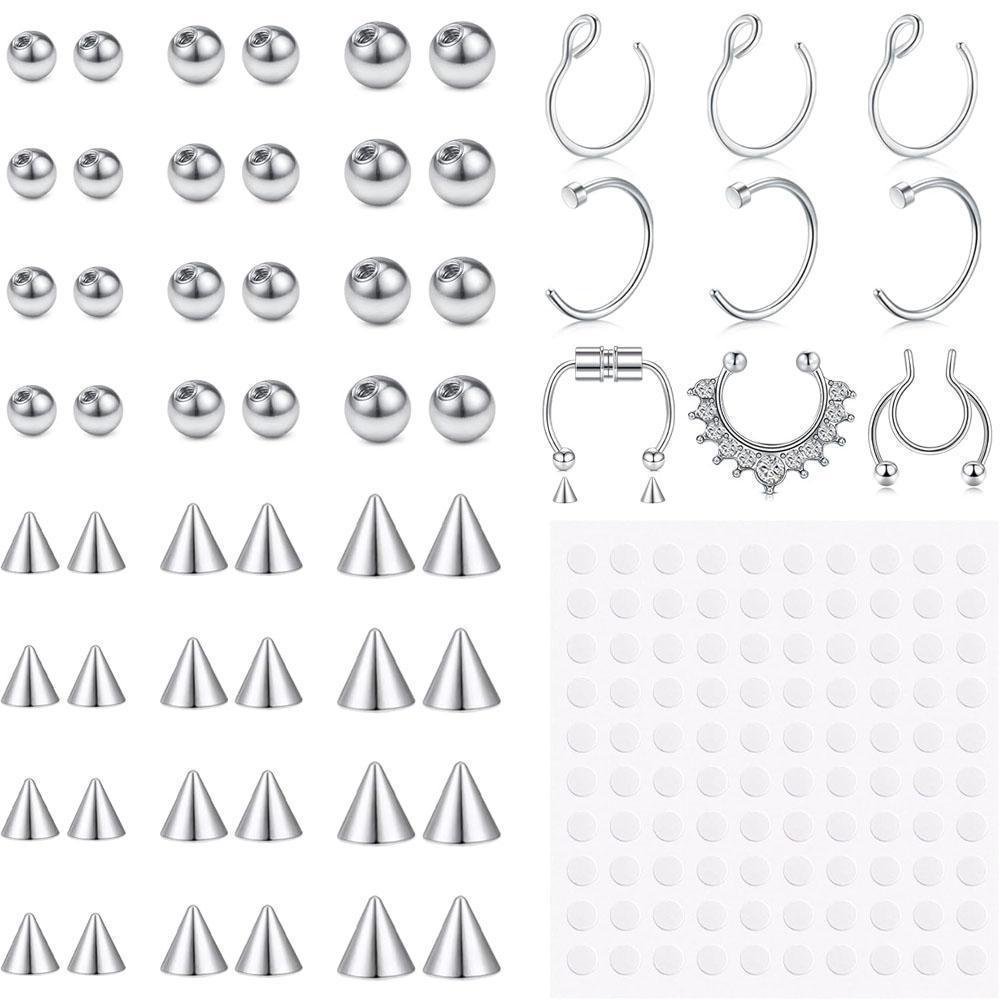 1-157Pcs Set Fake Eyebrow Ring - Body Jewelry Replacement Ball 评论和价格