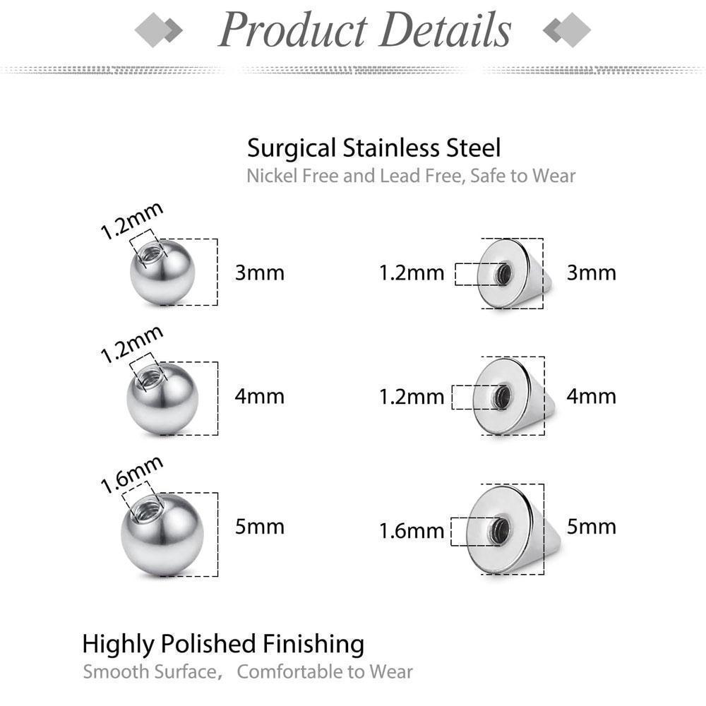 1-157Pcs Set Fake Eyebrow Ring - Body Jewelry Replacement Ball 评论和价格