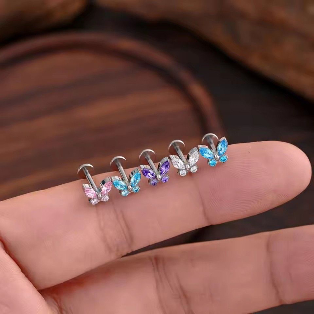 1PC G23 Titanium Butterfly Lab - Body Jewelry Labret 评论和价格