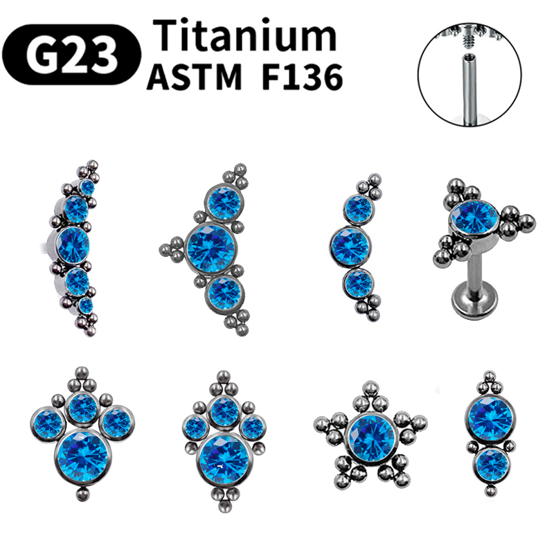 G23 Titanium Piercing Stud Ear - Body Jewelry Labret 评论和价格
