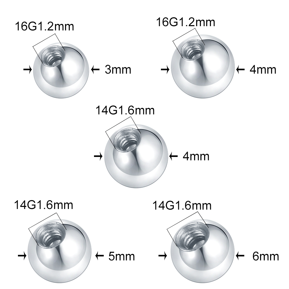 10PC Stainless Steel Screw Bal - Body Jewelry Replacement Ball 评论和价格
