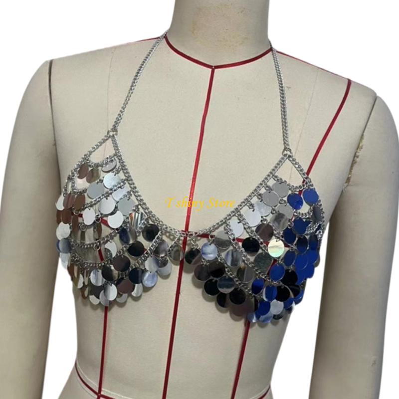 N58F Festive Sequins Vest Top  - Body Jewelry Vest 评论和价格