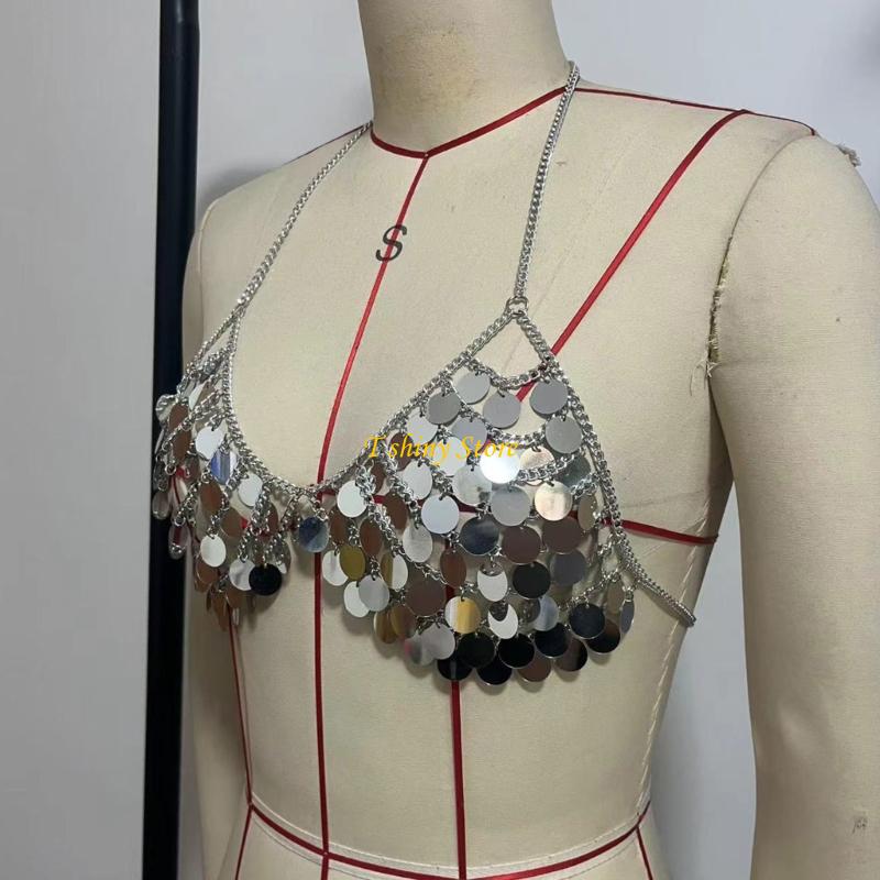 N58F Festive Sequins Vest Top  - Body Jewelry Vest 评论和价格