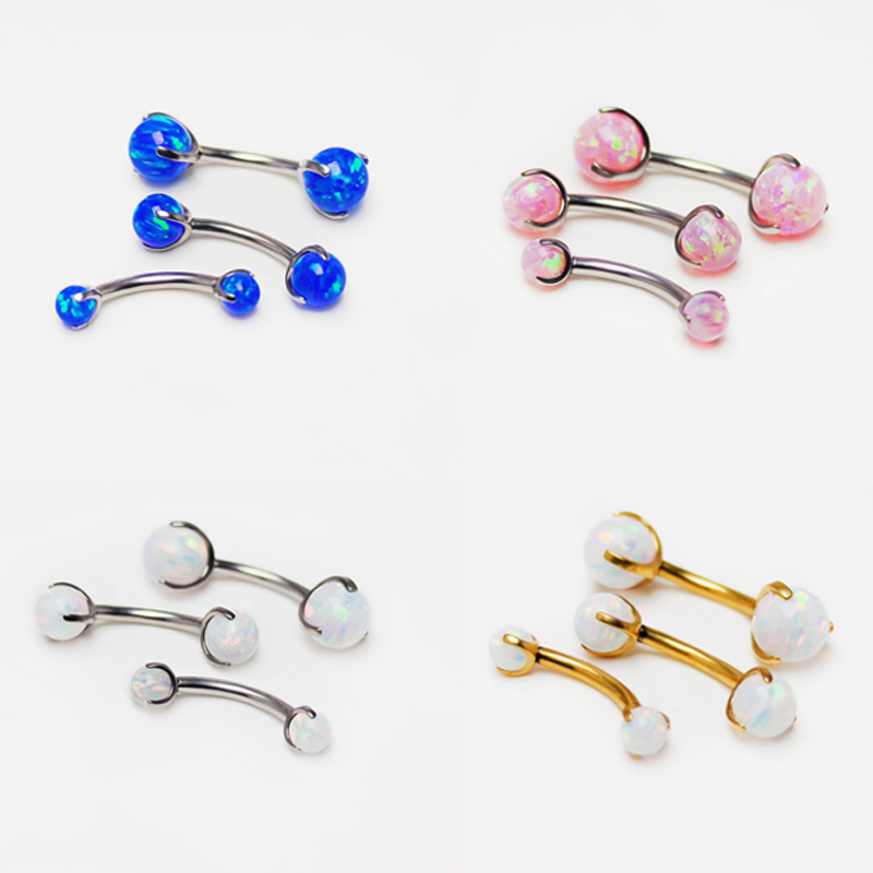 F136 Titanium Opal Eyebrow Pie - Eyebrow Curved Barbell 评论和价格