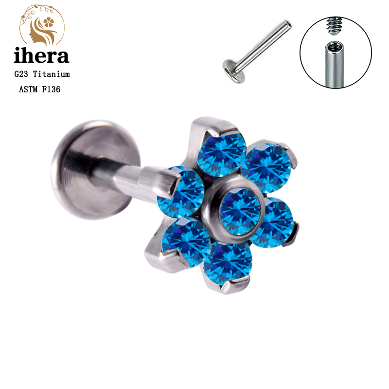 G23 Titanium Opal Flower Pierc - Body Jewelry Labret 评论和价格