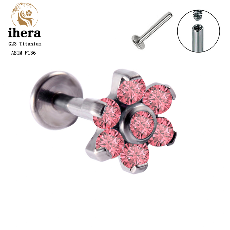 G23 Titanium Opal Flower Pierc - Body Jewelry Labret 评论和价格