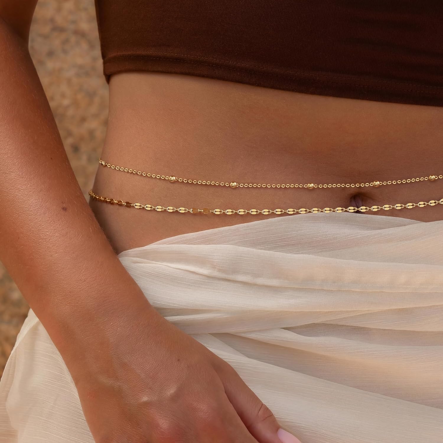 14K Gold Plated Waist Chain Wo - Body Jewelry Sale 评论和价格